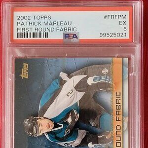 GRADED AND SEALED, 2002, PATRICK MARLEU, 1'ST. ROUND FABRIC HOCKEY CARD!!!
